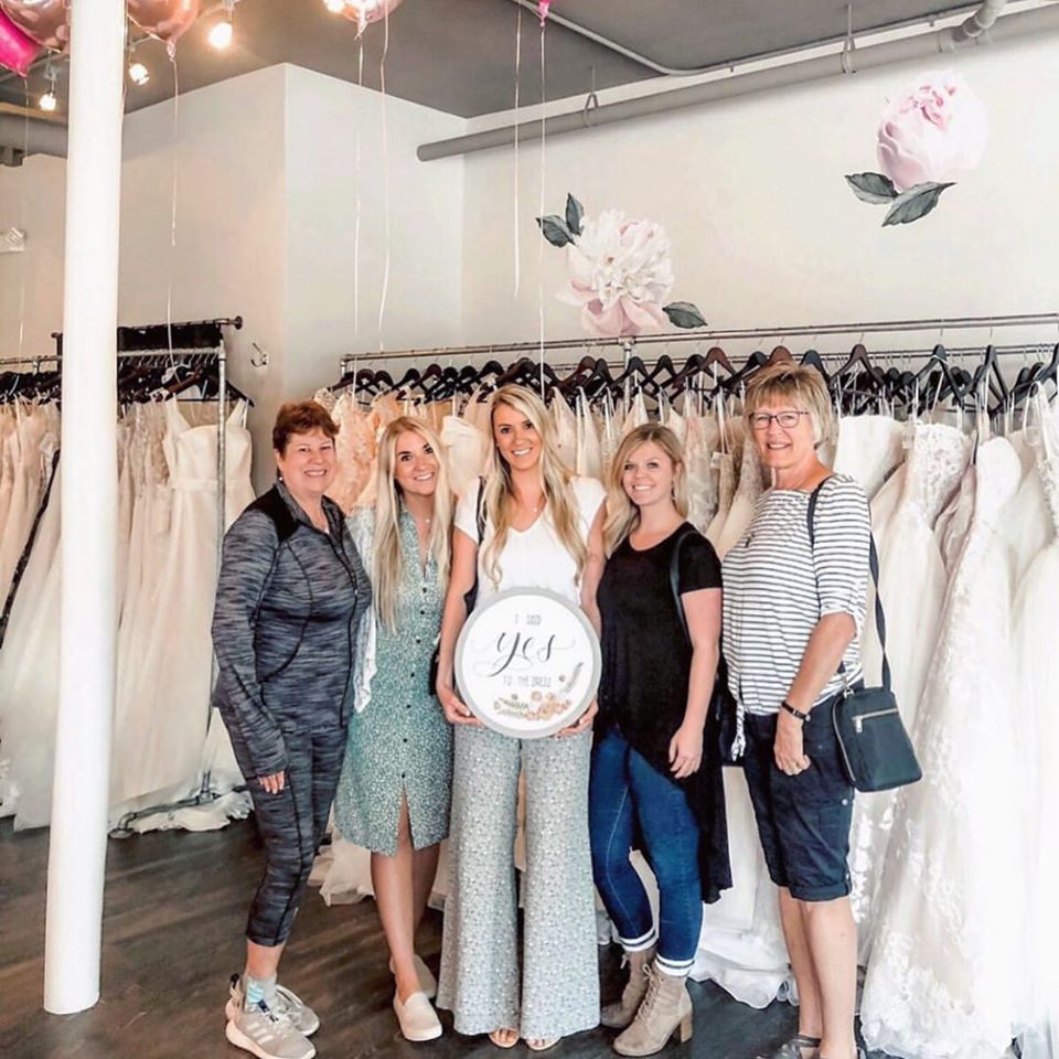 Image of a bride saying 'yes' to the dress at Renee Austin Wedding